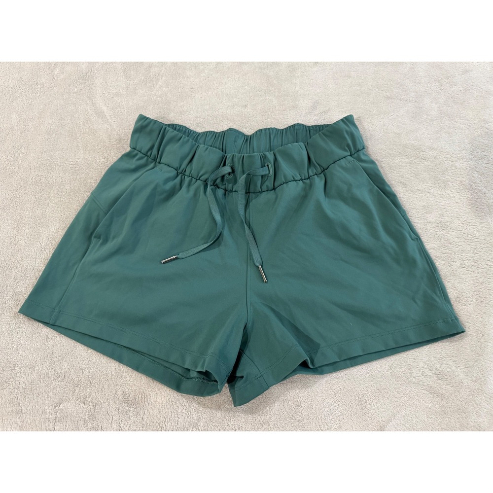 Lululemon Stretch Mid-Rise Short 3.5 Teal Green Drawstring Athletic Shorts 8